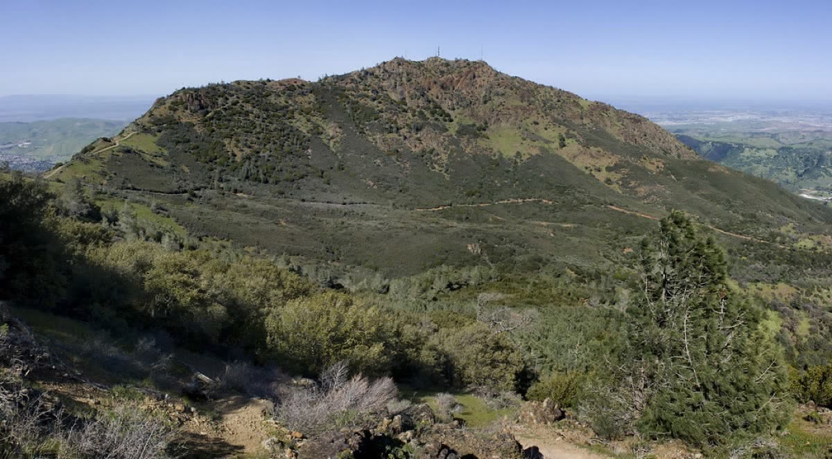 View of Mount Diablo's summit from a trail on its slopes